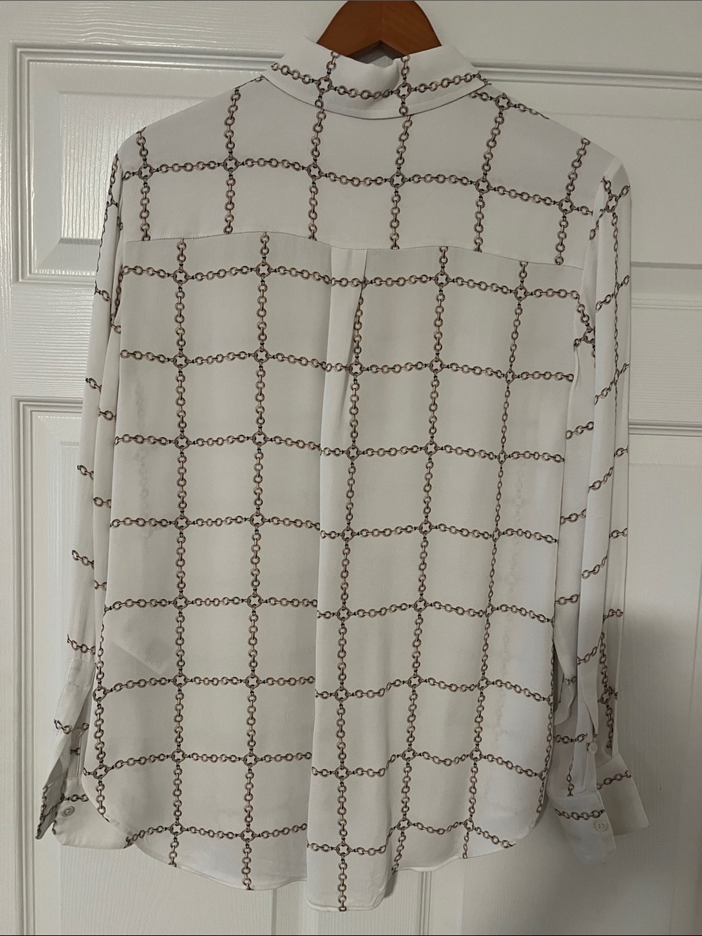 Reiss White Chain-Print Button-Up Blouse - Picture 3 of 4